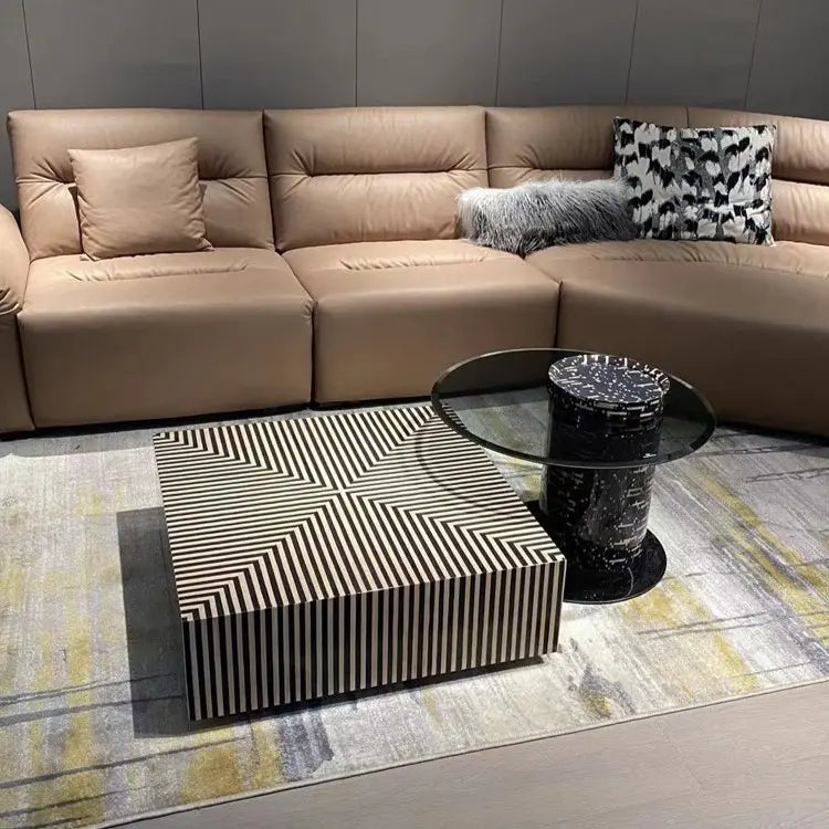 Pula BT85 Modern Piano Stripe Nested Coffee Table Set with Storage