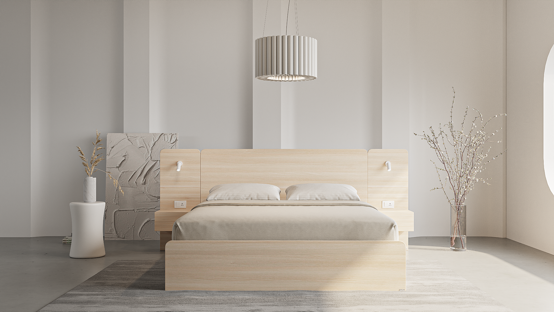 MOHO RANDER HOTEL Smart Bedroom Combo: 2-Piece Bed Set with Power Outlet & Reading Light