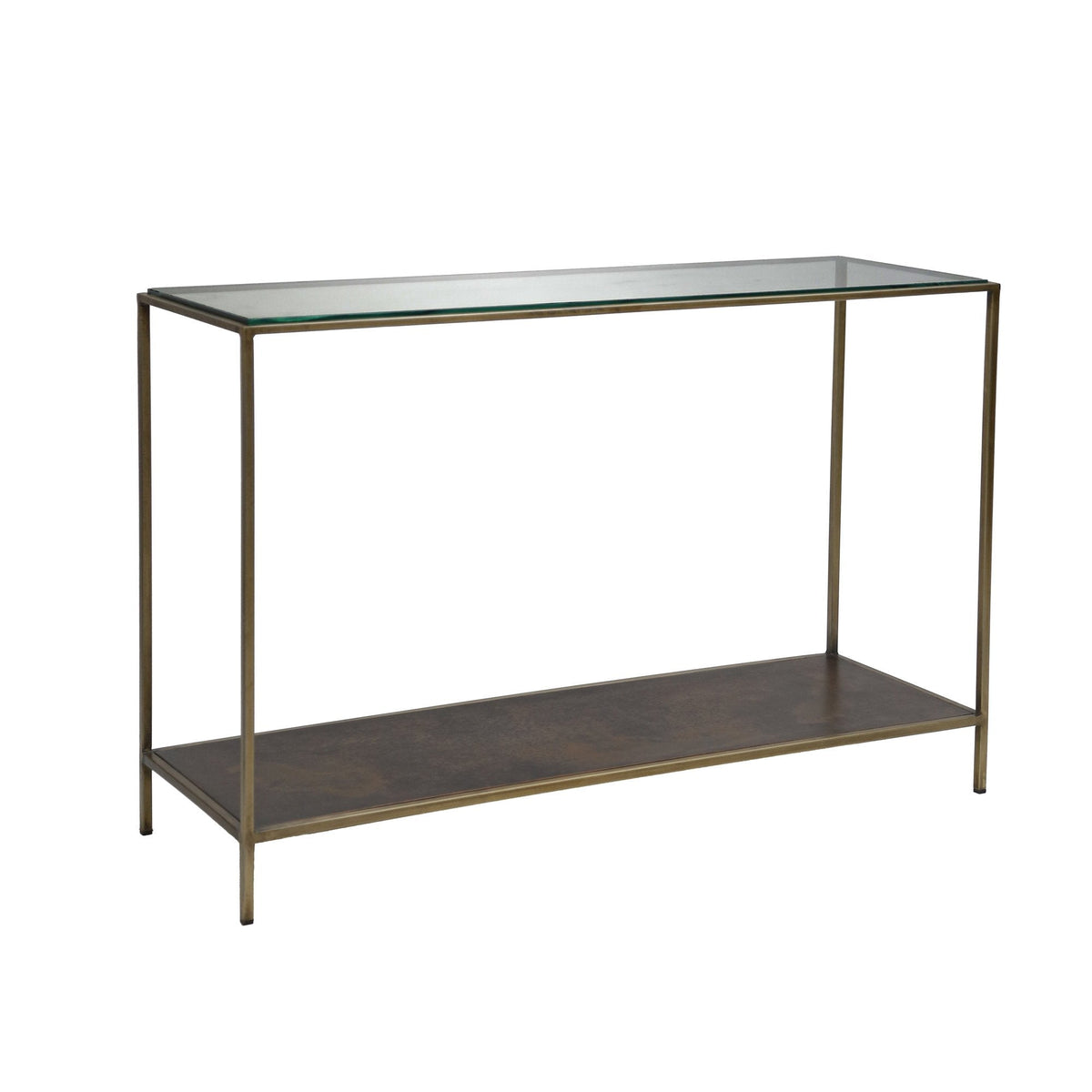 Verona Console Table in Bronze, front view, iron