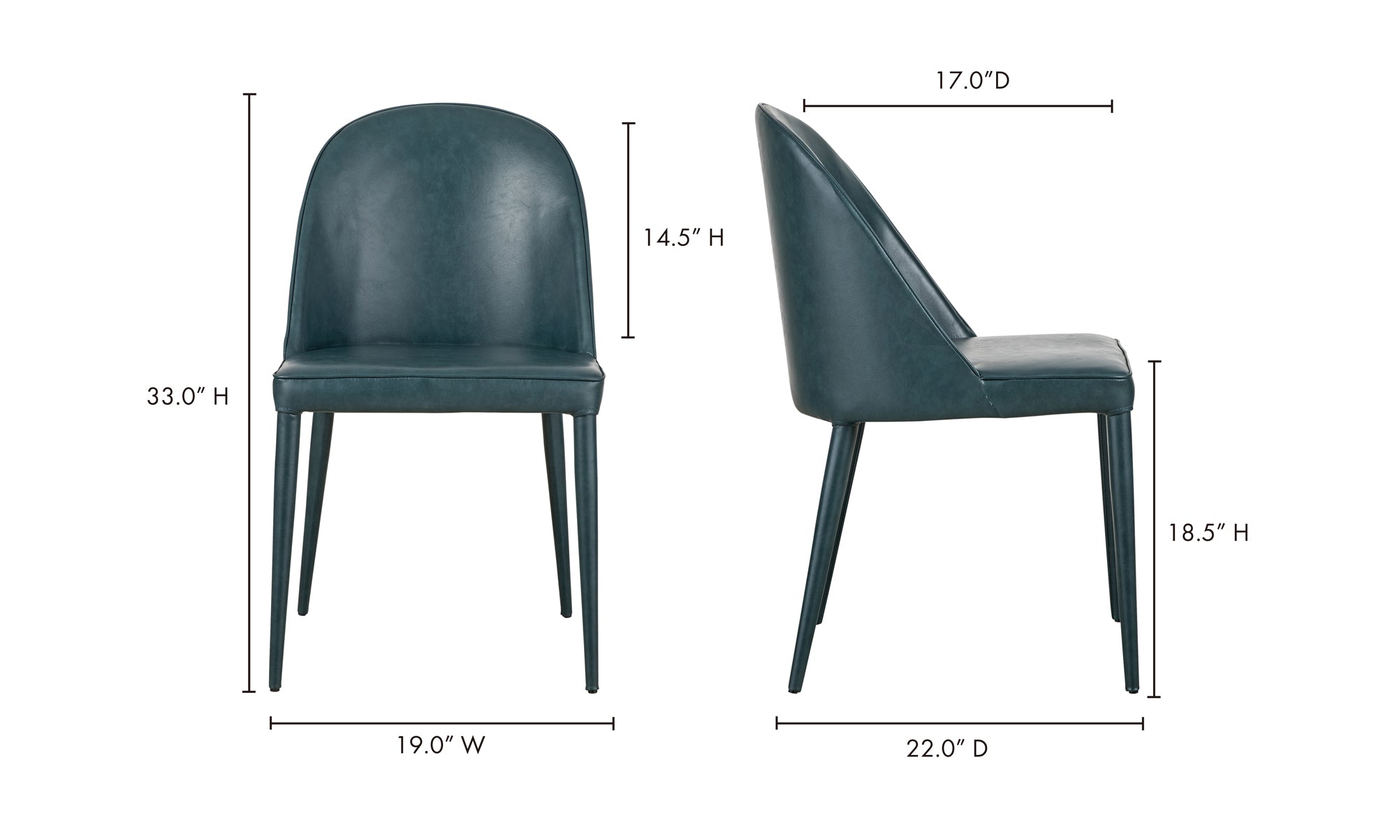 Dark Teal Vegan Leather dimensions