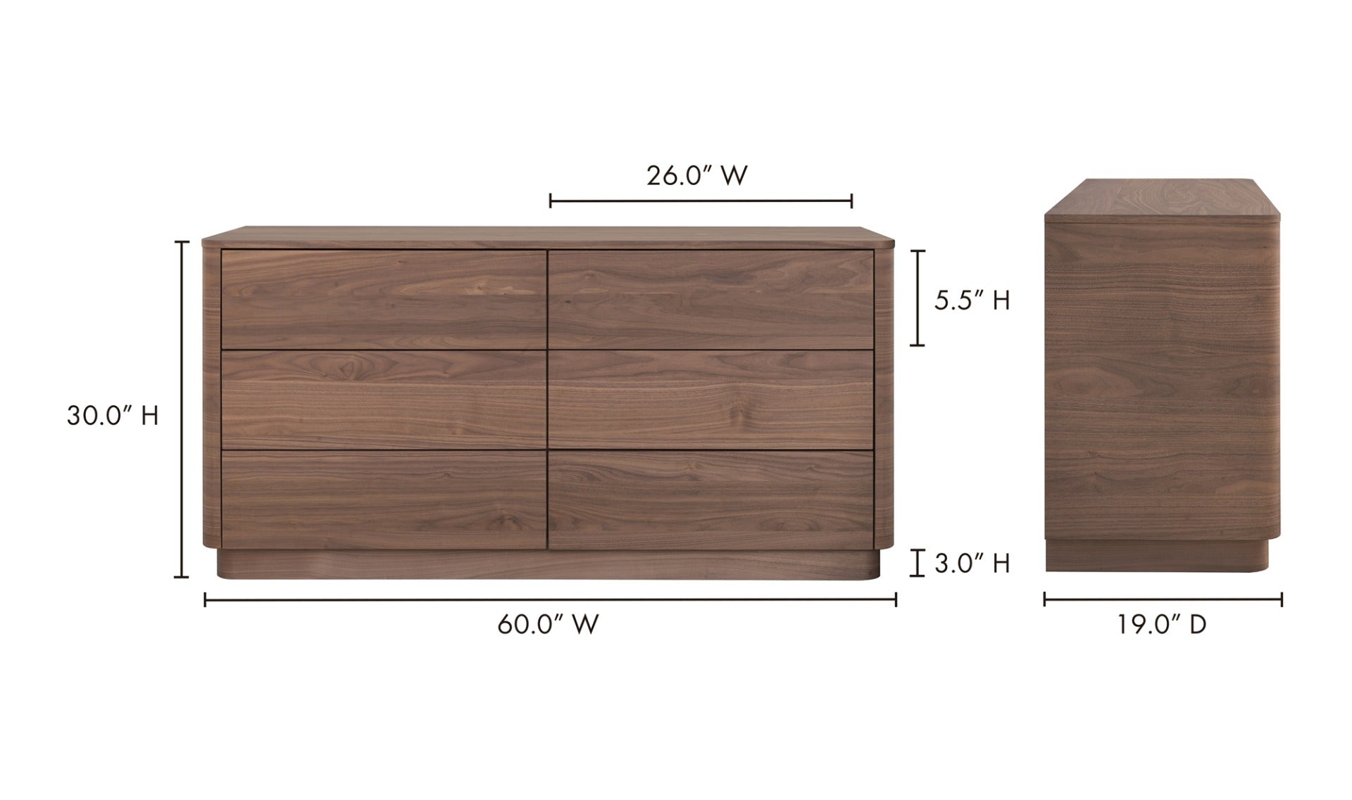 Walnut dimensions