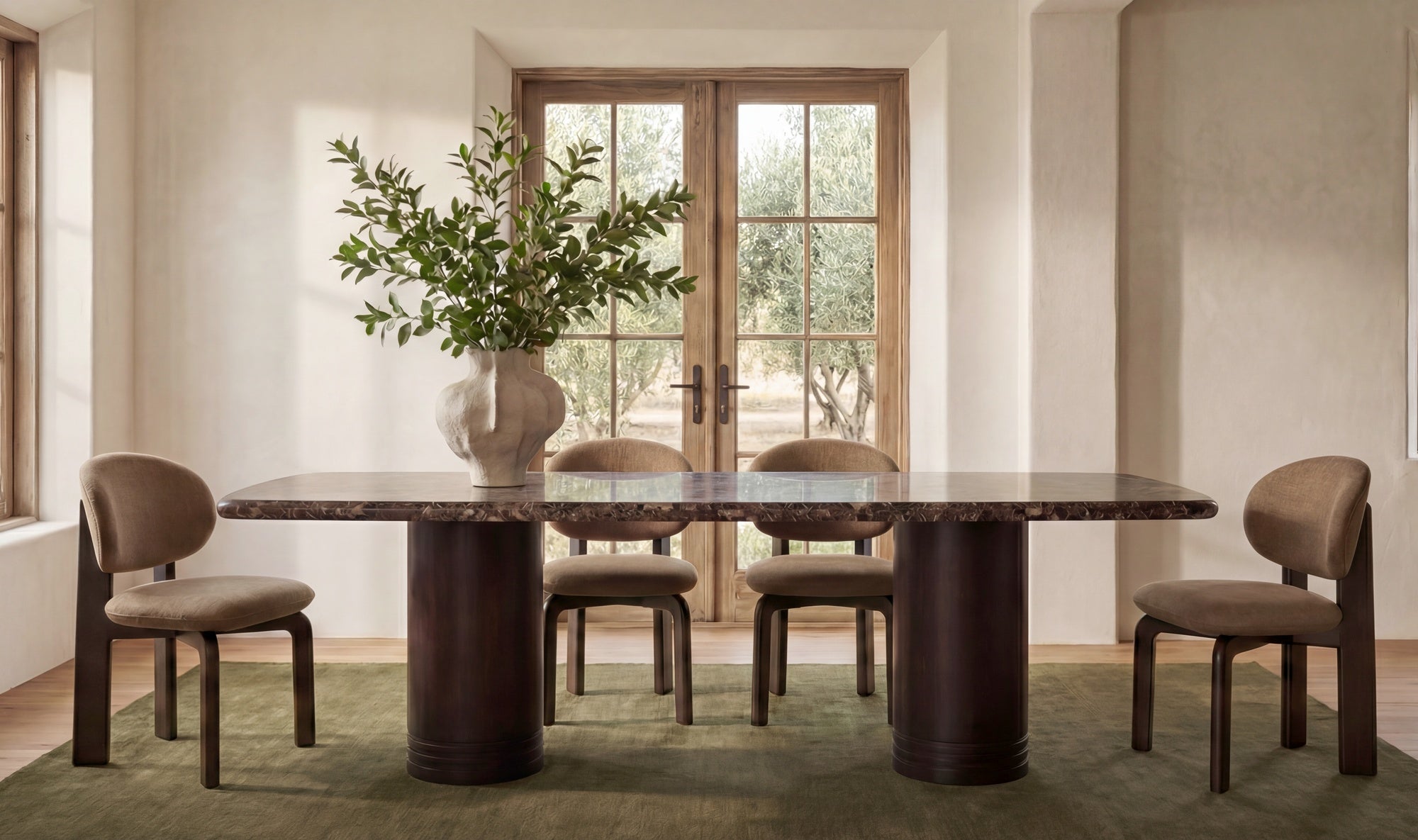 Delphine Dining Table Large Dark Emperador Marble
