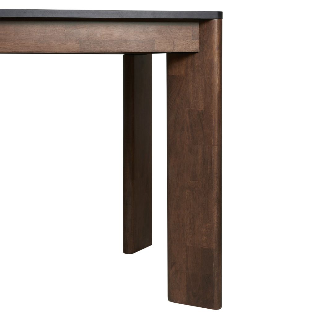 Scania Modern Faux Stone Dining Table Set with Solid Rubberwood Base 140cm