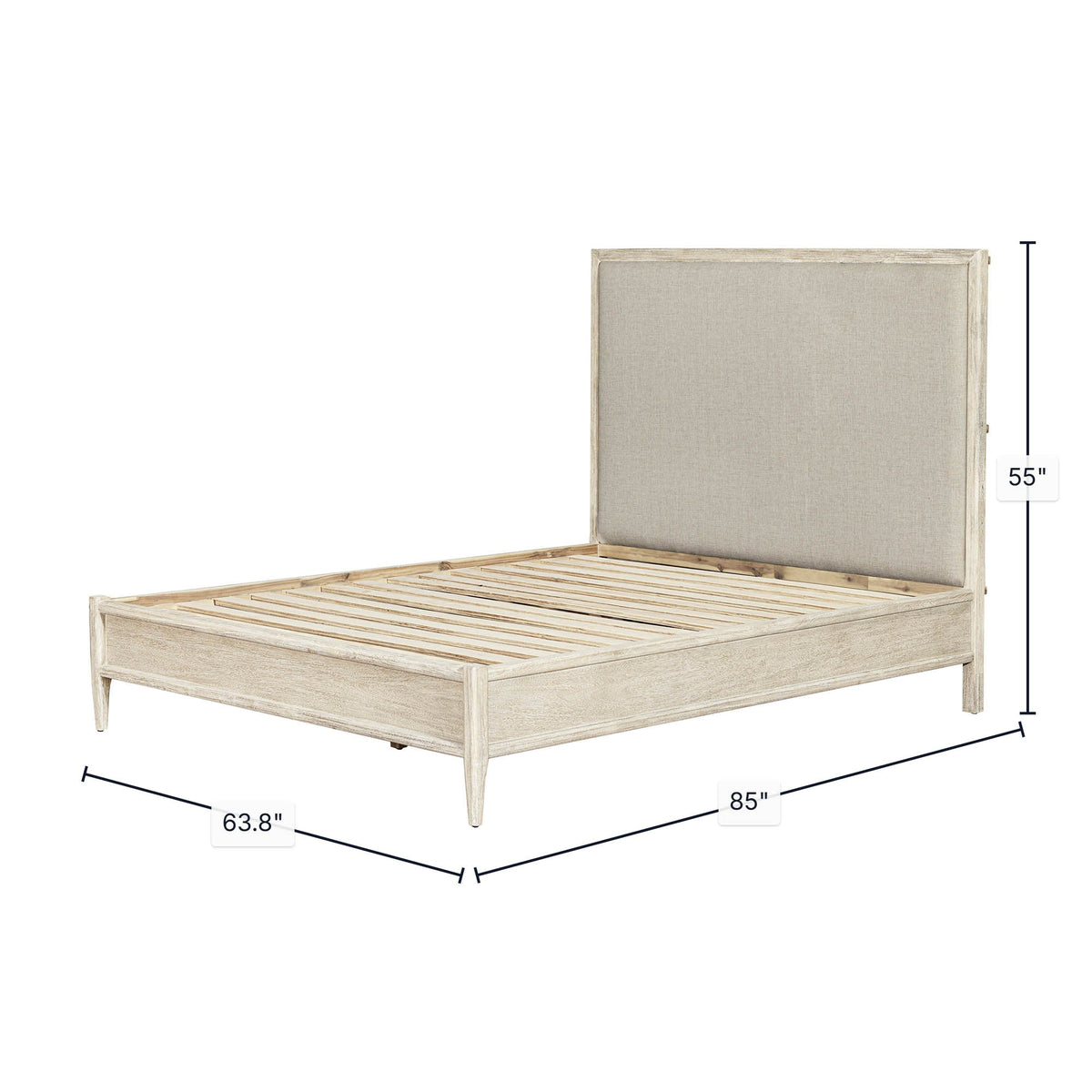 Bellano Bed in Sand, front view, acacia, view 3