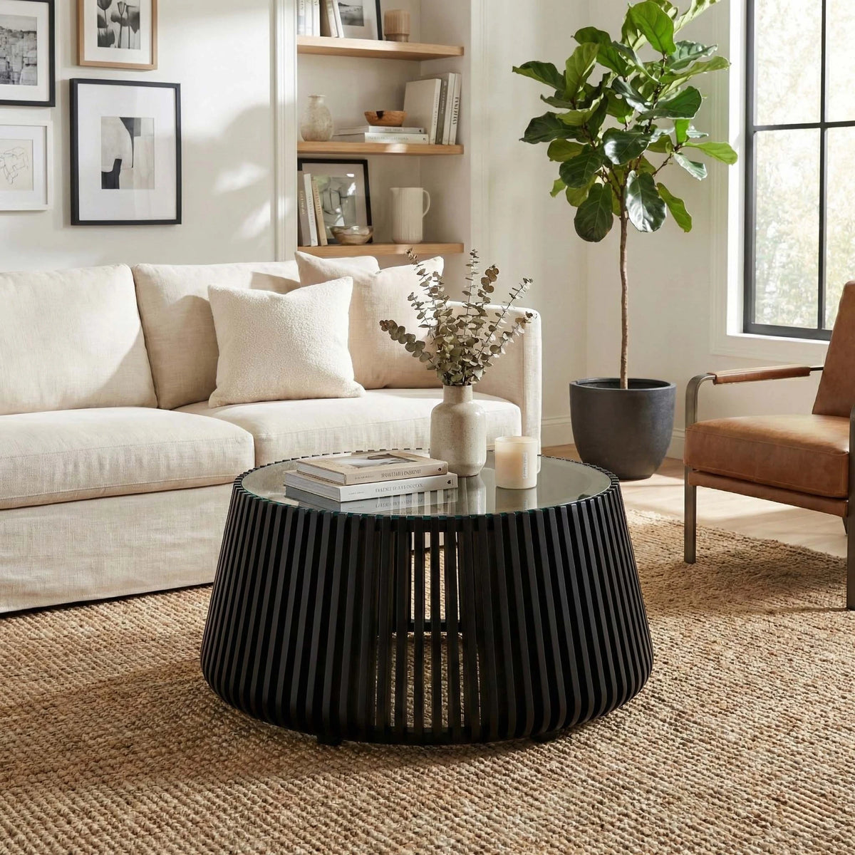 Barga Coffee Table, styled in a living room