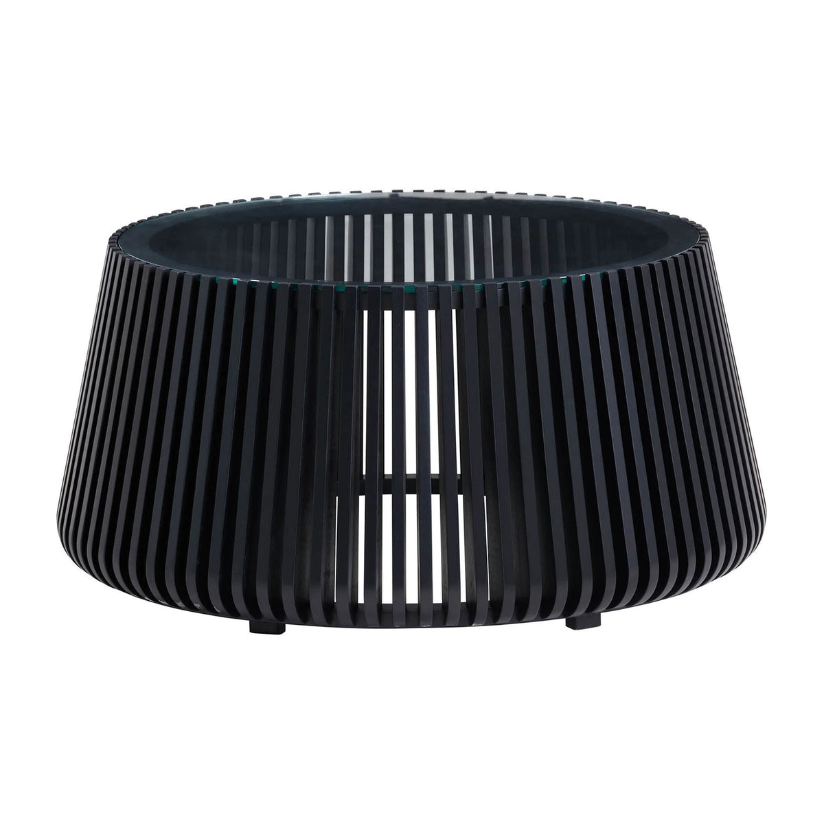 Barga Coffee Table in Black, front view, acacia wood