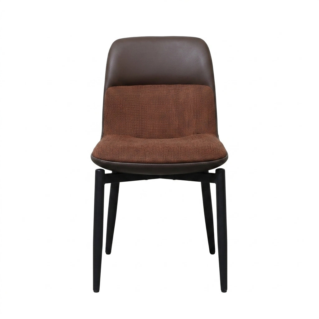 Brown chair with black legs on a white background