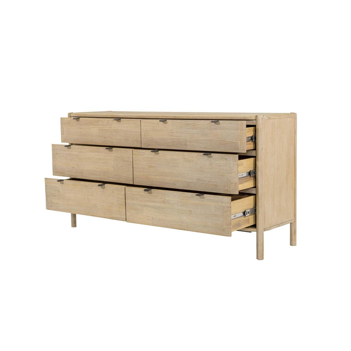 Ely 6 Drawer Dresser in Natural, three-quarter view, view 2