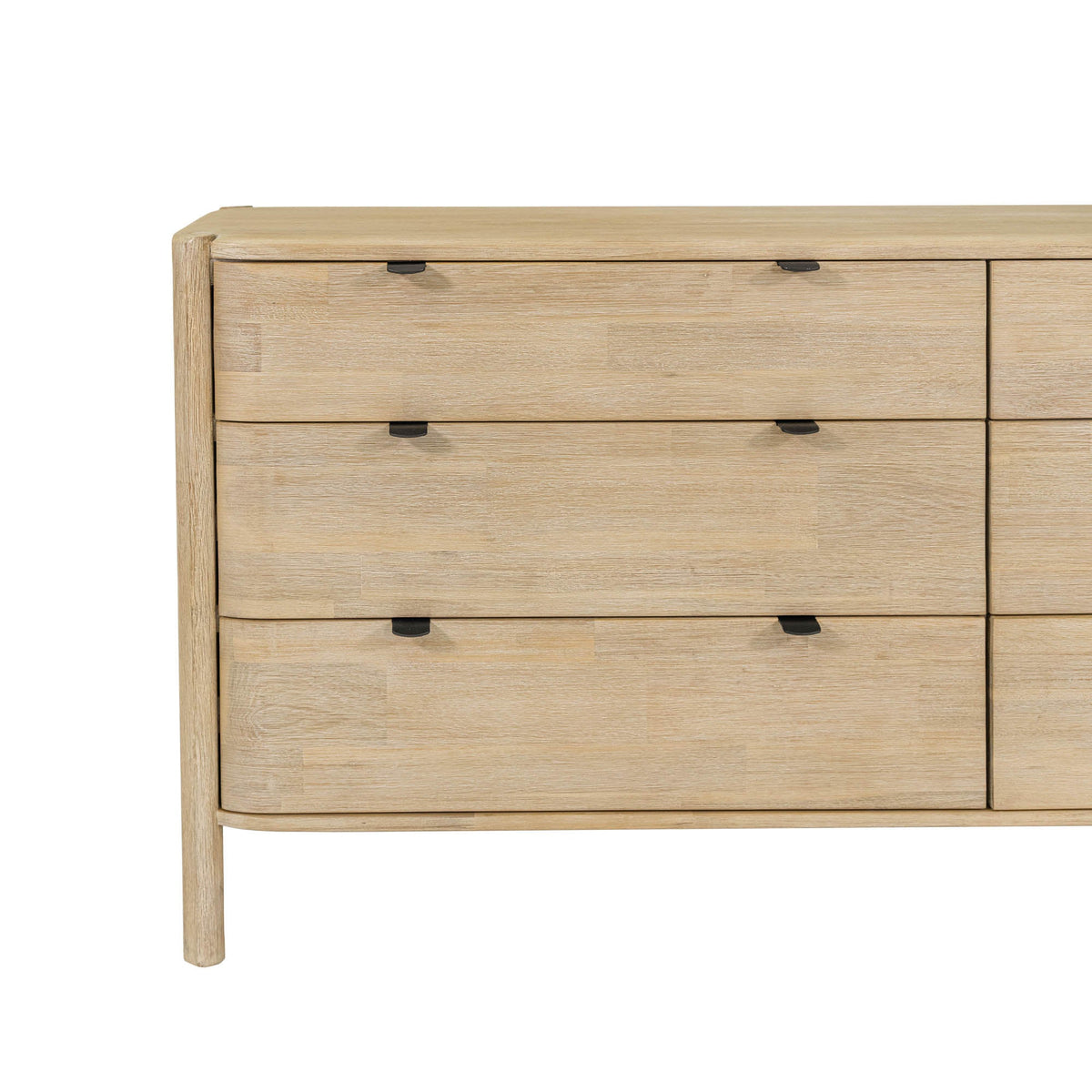 Ely 6 Drawer Dresser in Natural, three-quarter view, view 3
