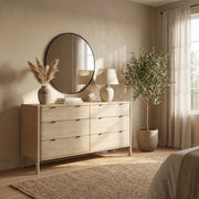 Ely 6 Drawer Dresser in Natural, three-quarter view