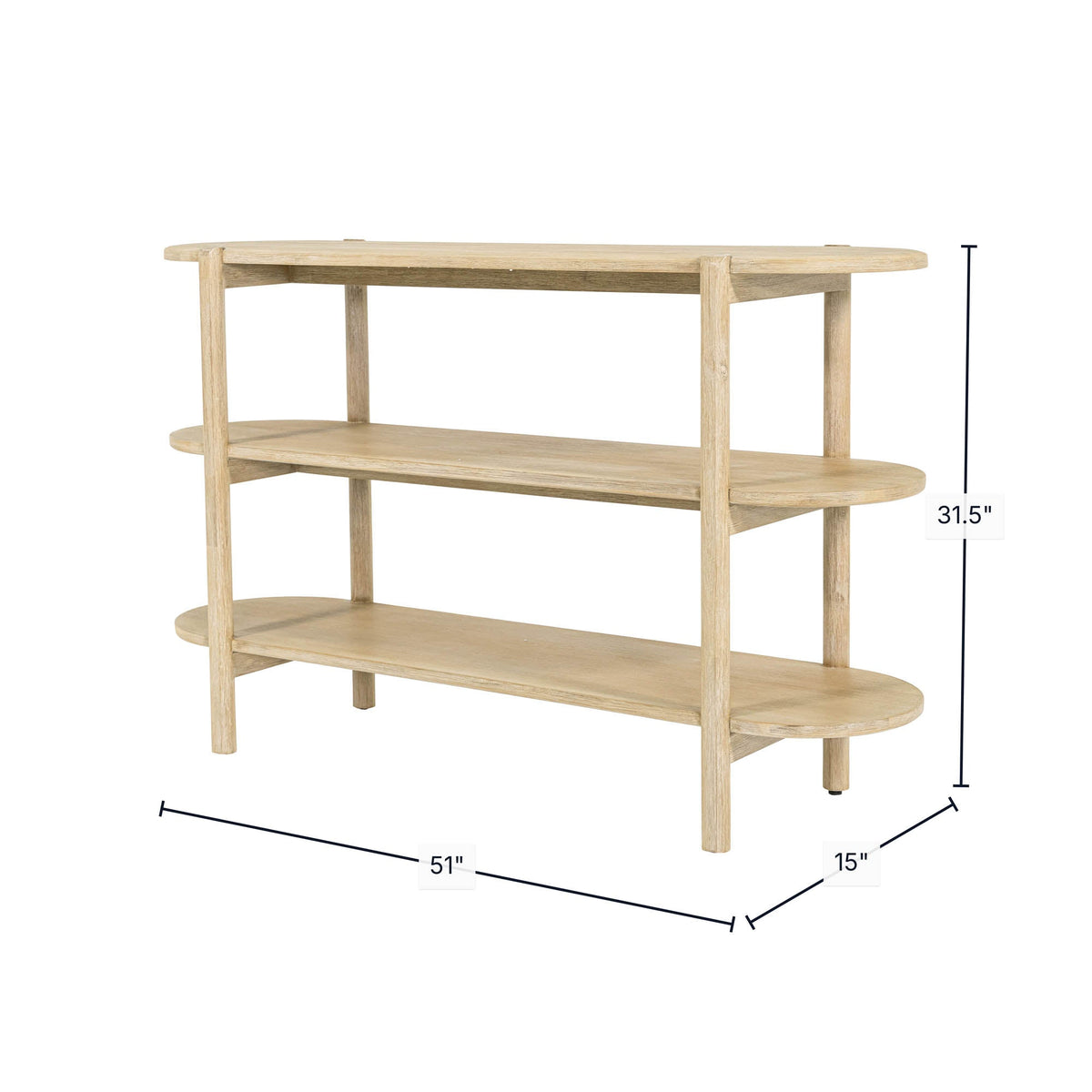 Ely Console in Natural, front view, acacia, view 2