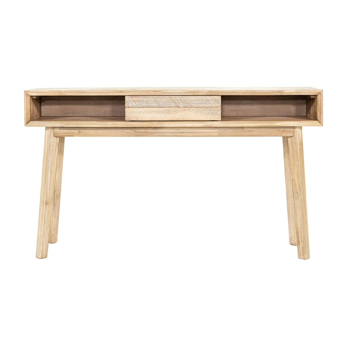 Giana Console Table in Light Driftwood, three-quarter view