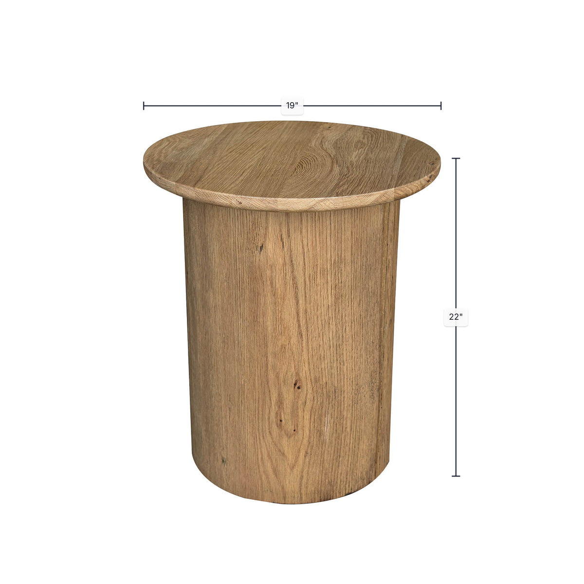 Jokkmokk Side Table in Natural, dimensions diagram 19" x 19"
