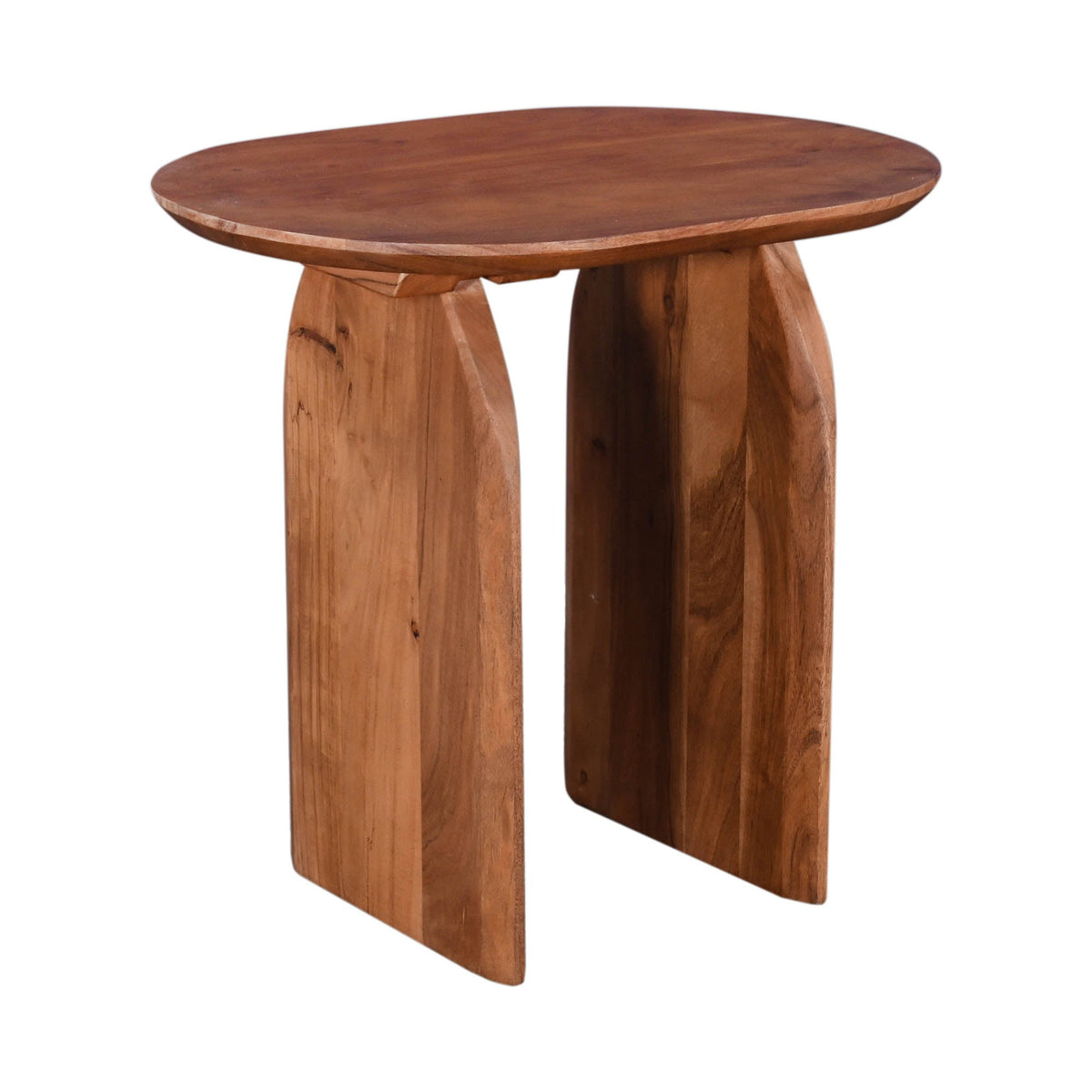 Deia Side Table in Pecan, front view, solid acacia