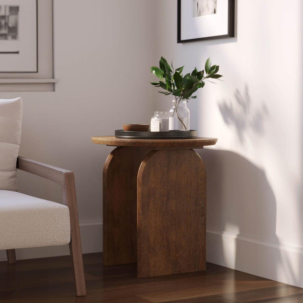 Deia Side Table in Pecan, detail view, view 7