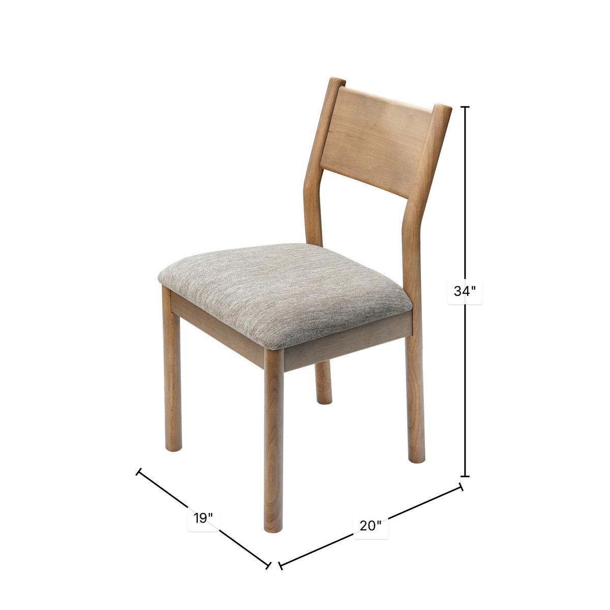 Konstanz Dining Chair in Sand, dimensions diagram 19" x 20"