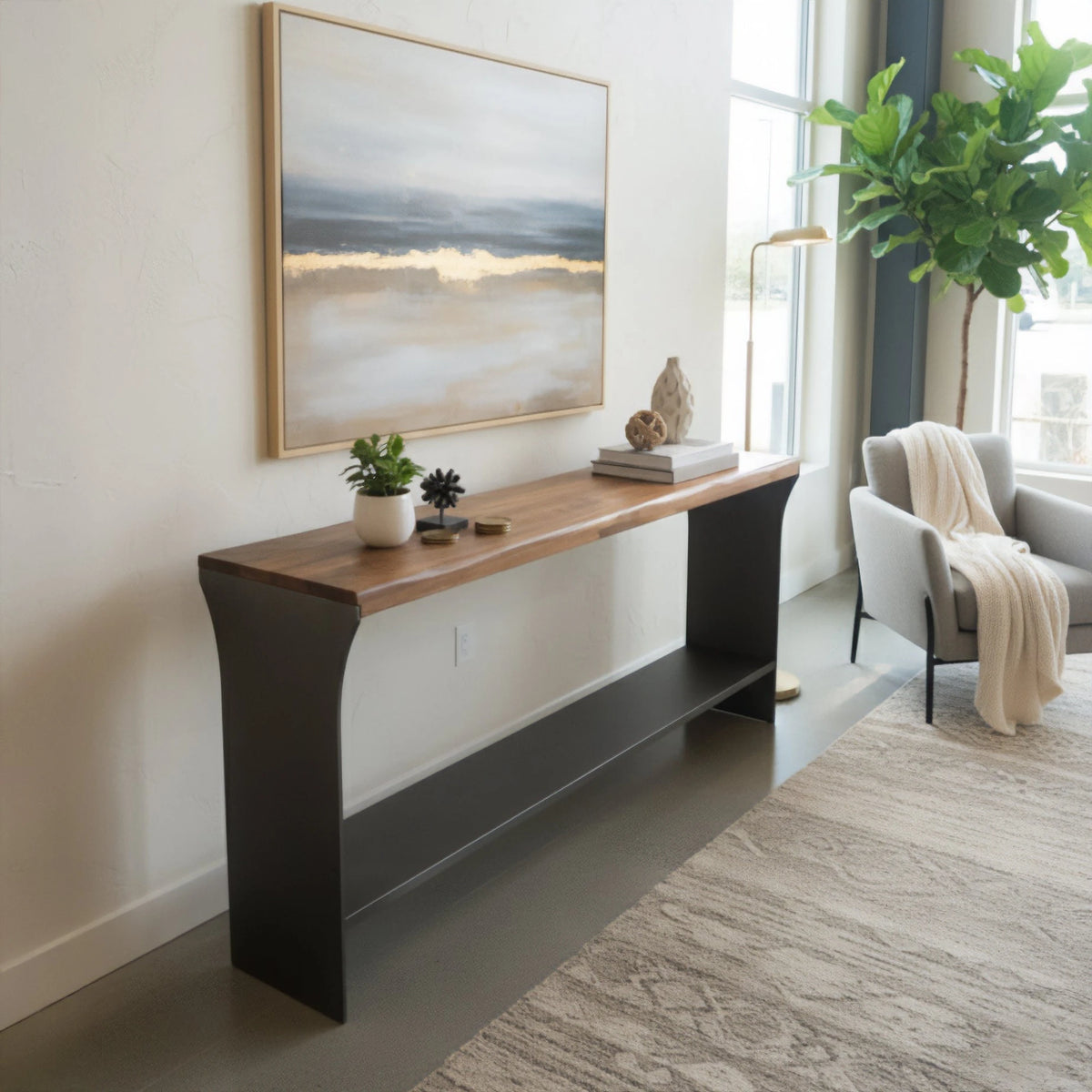 Ramsey Console, styled in a room