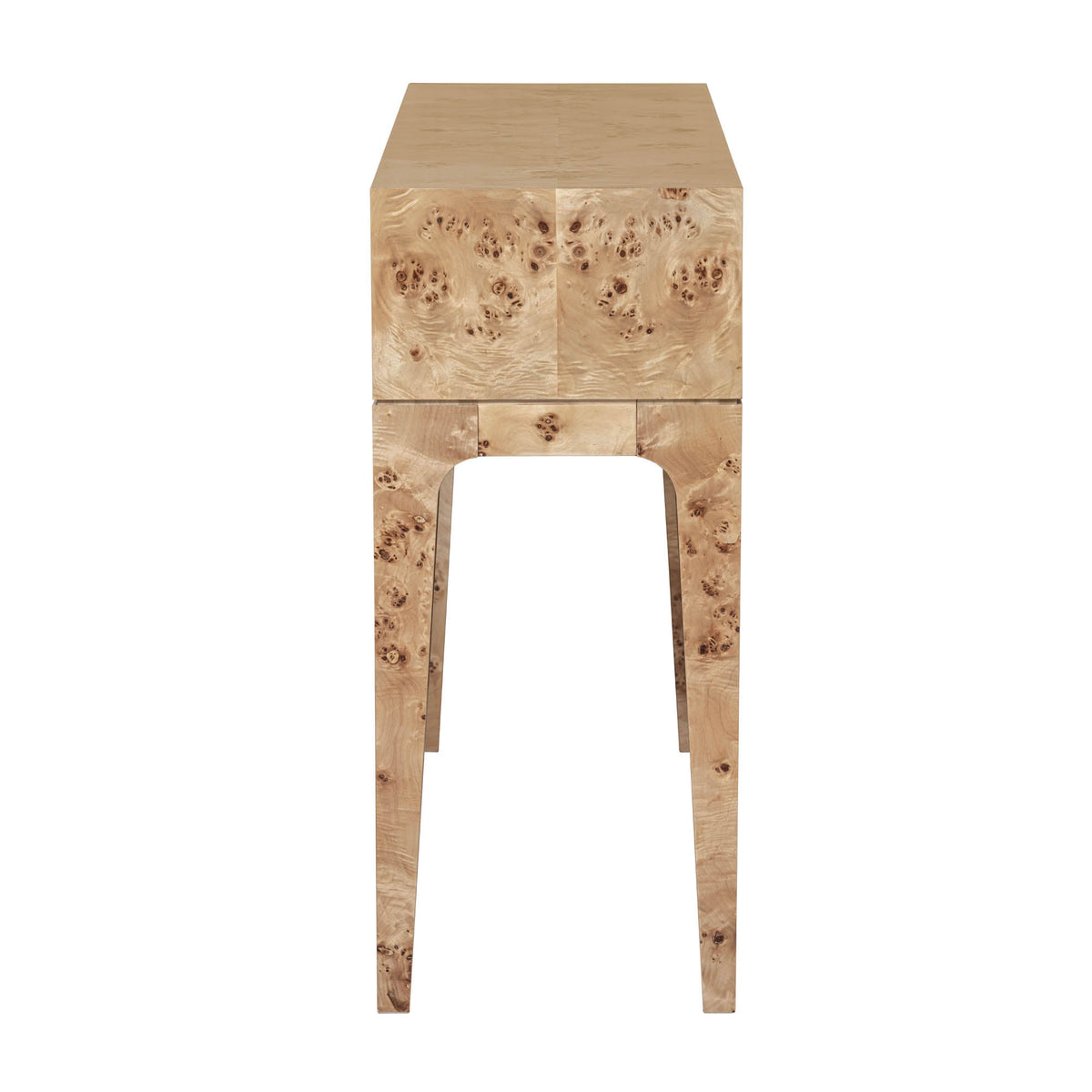 Marlow Console Table in Light Burl, detail view