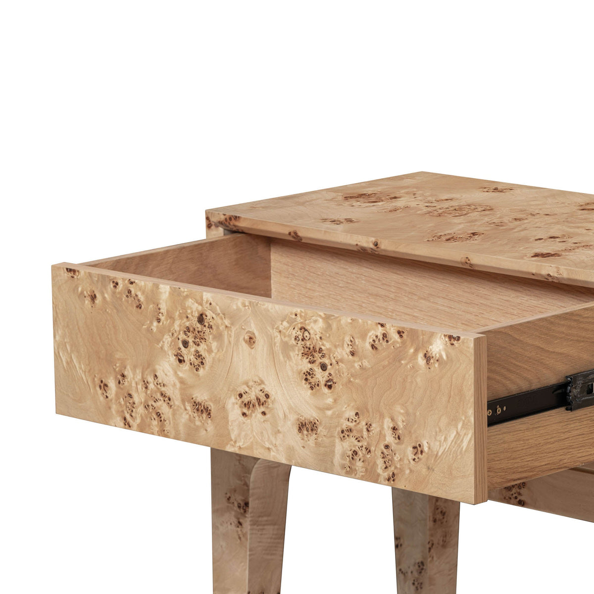 Marlow Console Table in Light Burl, detail view, view 3