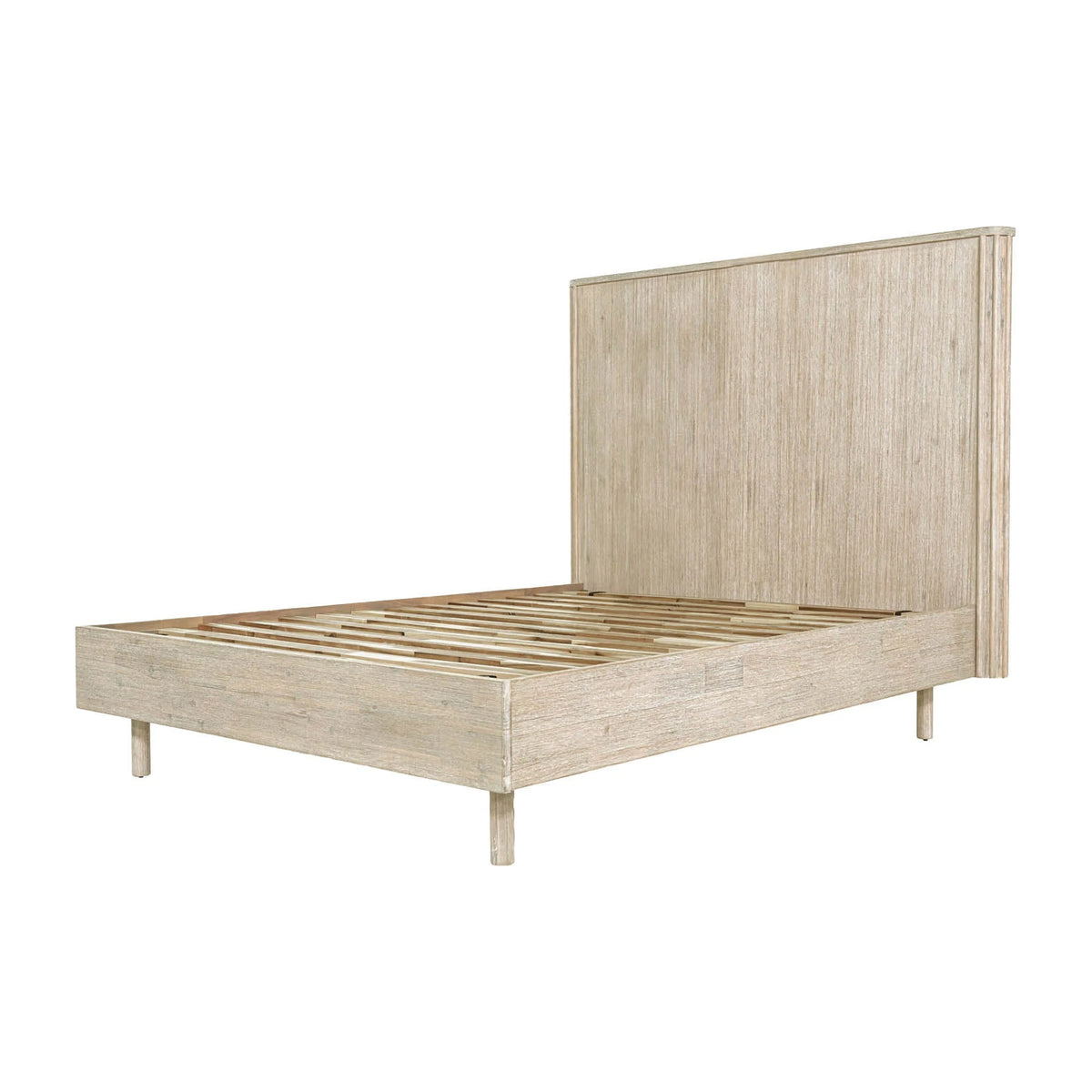Ostend Single Bed in Natural White Washed, front view, solid acacia wood