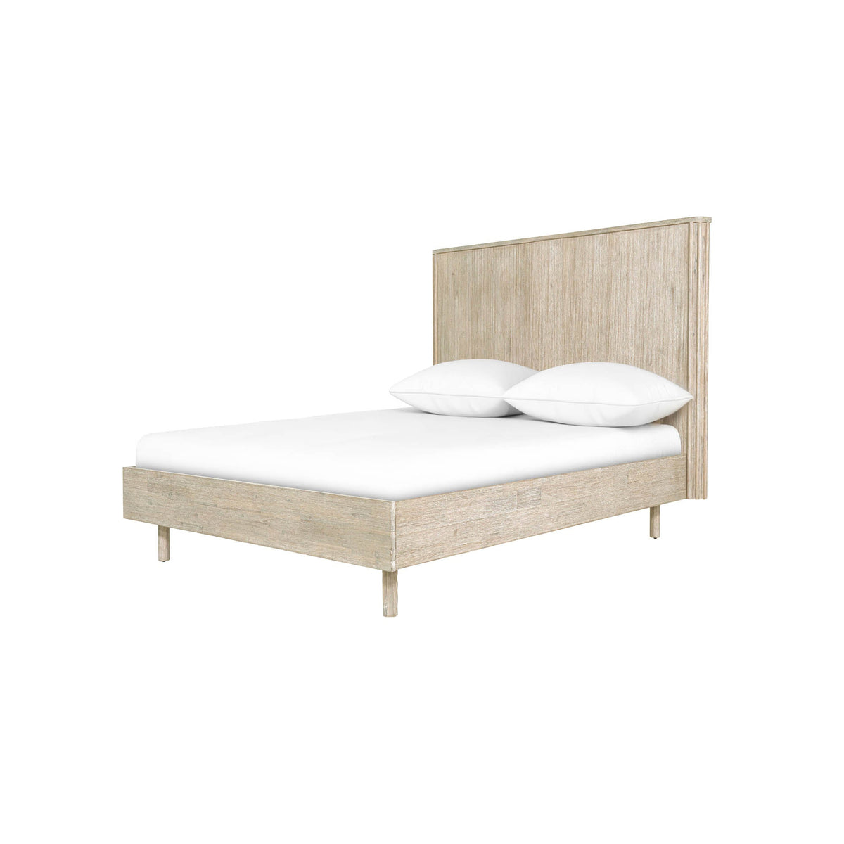 Ostend Single Bed in Natural White Washed, front view, solid acacia wood, view 3