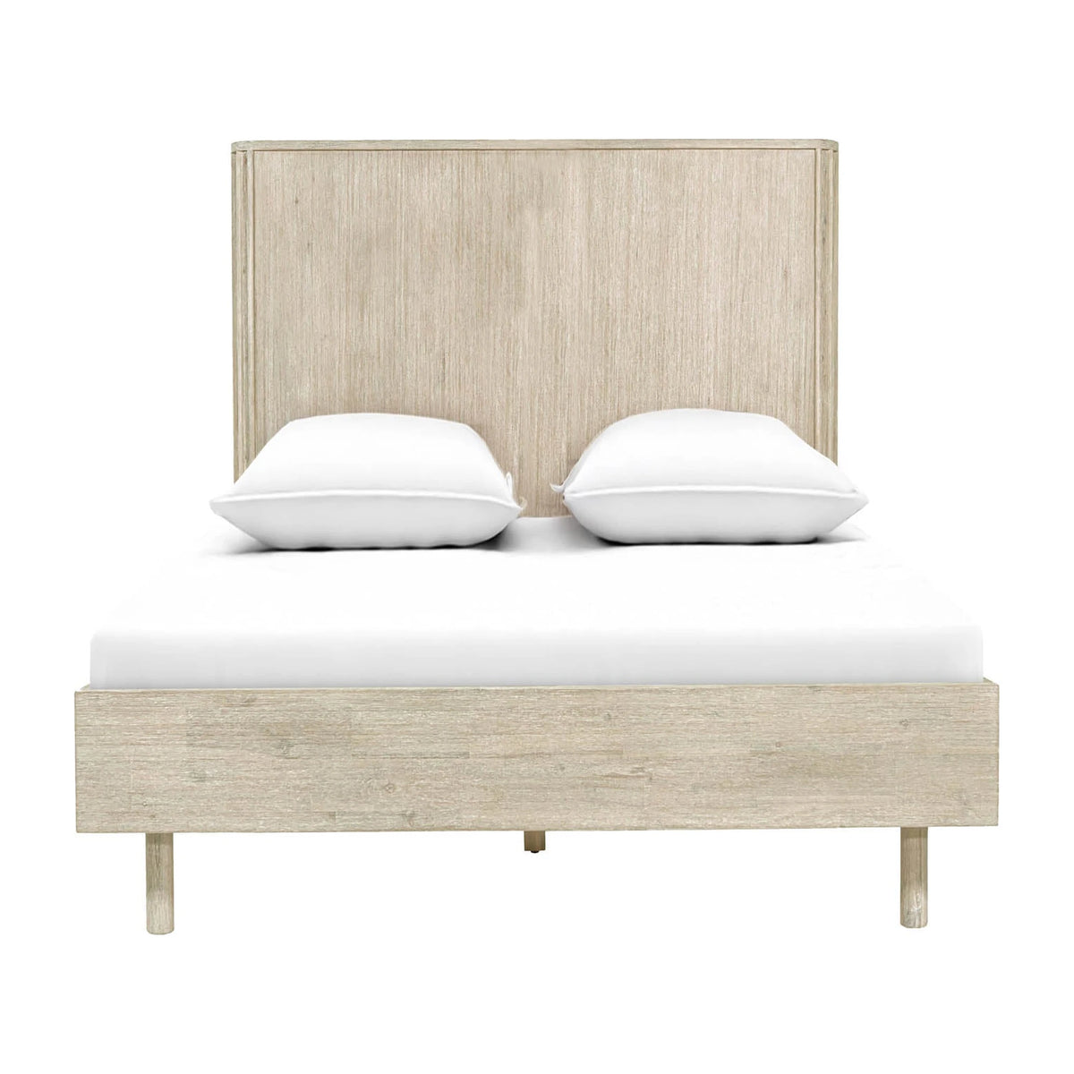 Ostend Single Bed in Natural White Washed, front view, solid acacia wood, view 4