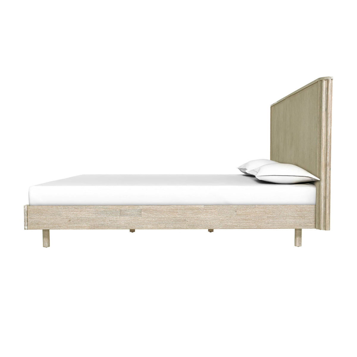 Ostend Single Bed in Natural White Washed, front view, solid acacia wood, view 5