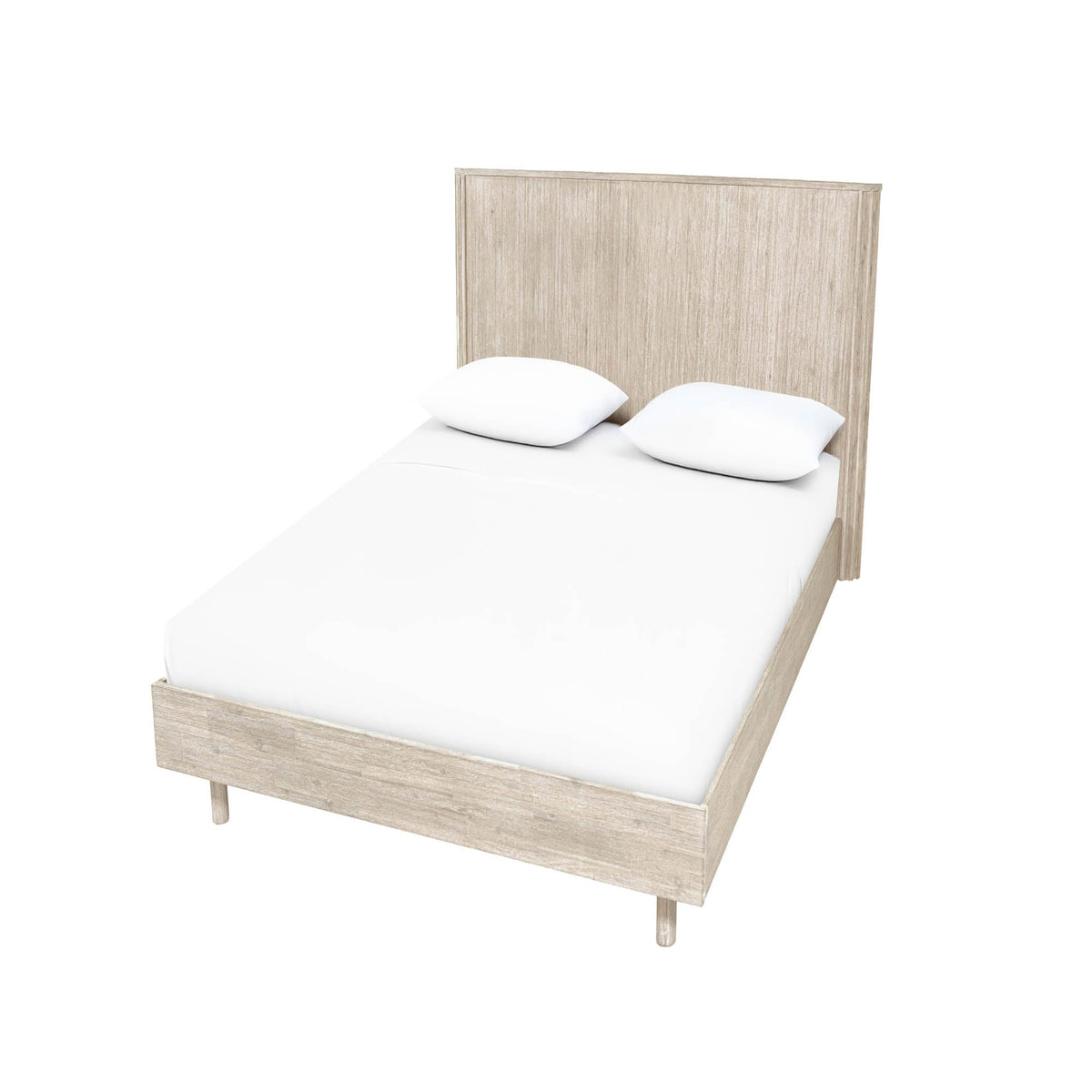 Ostend Single Bed in Natural White Washed, front view, solid acacia wood, view 6