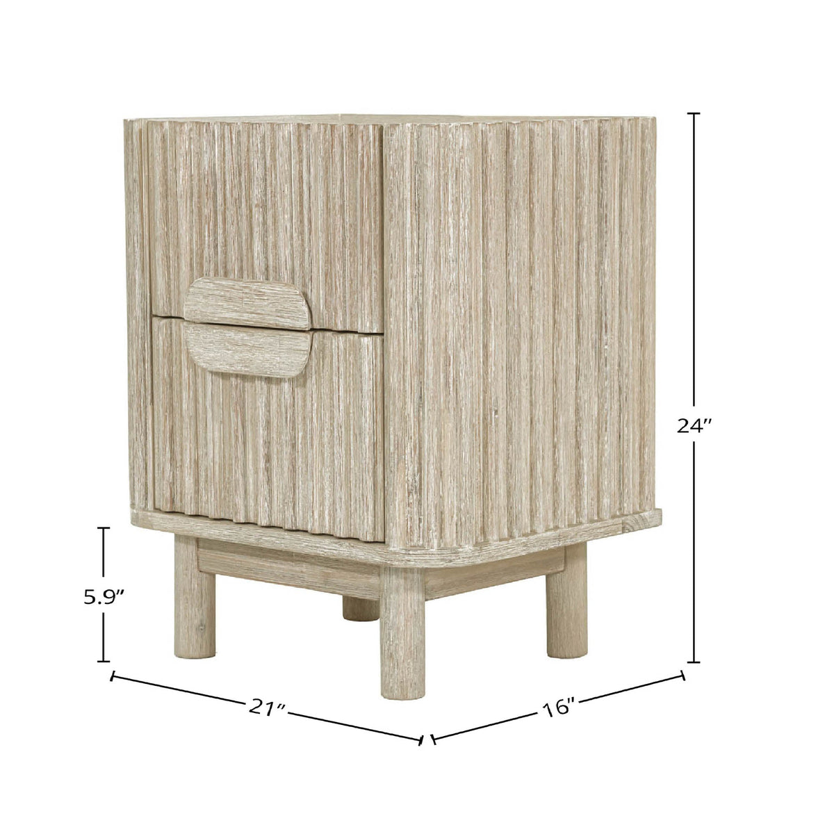Ostend Nightstand in Natural White Washed, dimensions diagram 21" x 16"