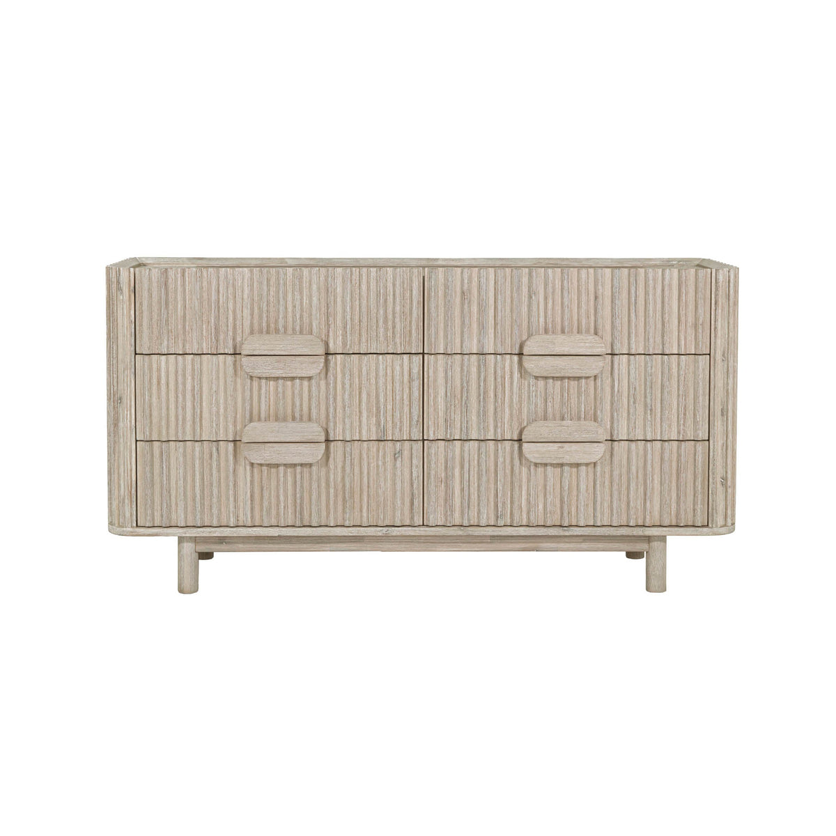 Ostend 6 Drawer Dresser in Natural White Washed, three-quarter view