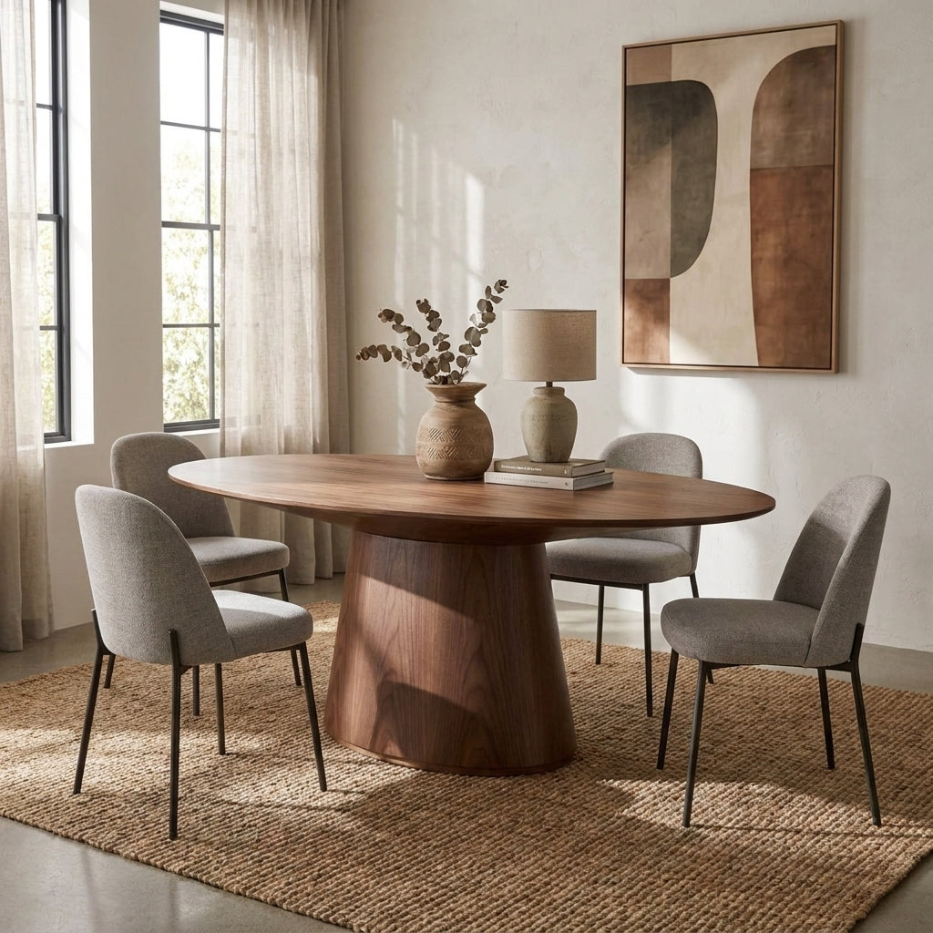 Orla Oval Dining Table Walnut Brown