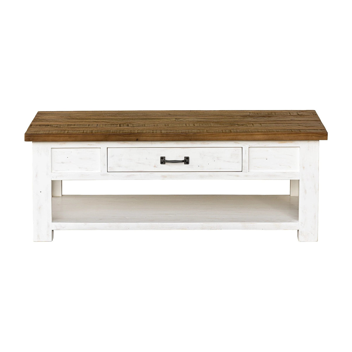 Preston Coffee Table in Antique White, three-quarter view