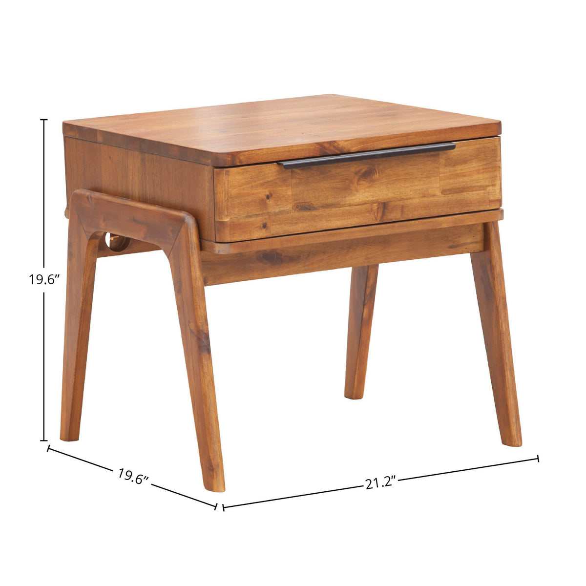 Radley Side Table in Brown, dimensions diagram 21¼" x 19½"