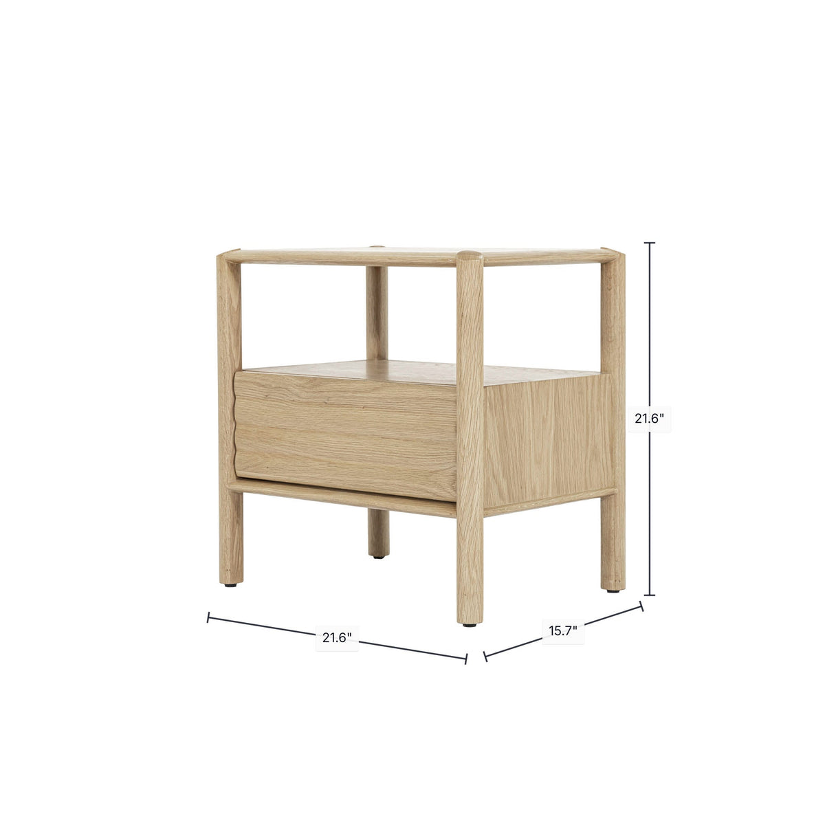 Ridgeline Nightstand in Light Oak, dimensions diagram 21½" x 15¾"