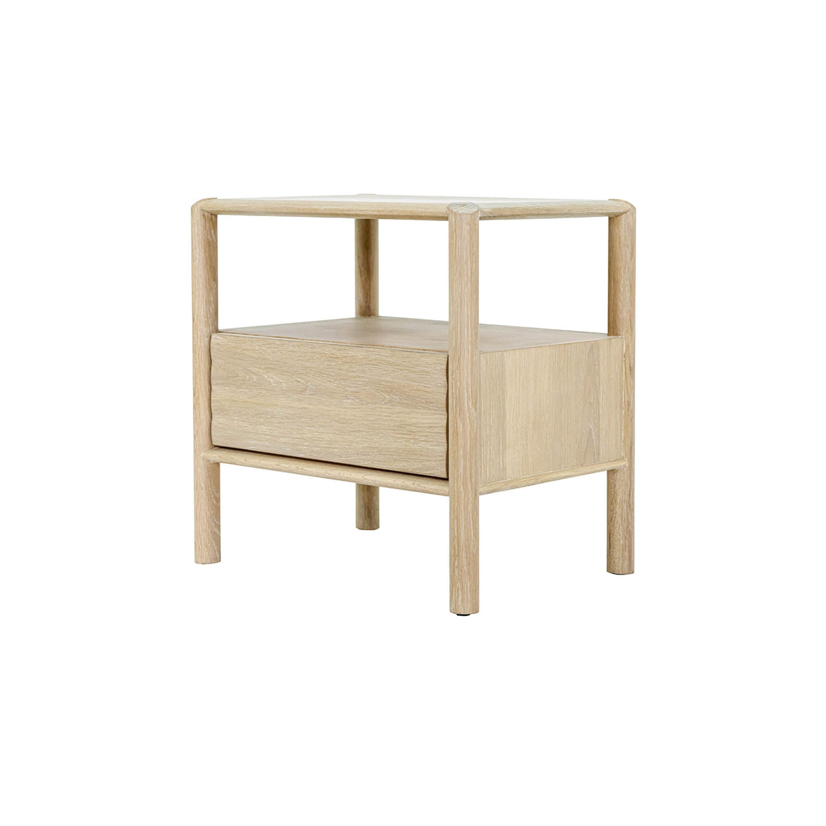 Ridgeline Nightstand in Light Oak, front view, oak