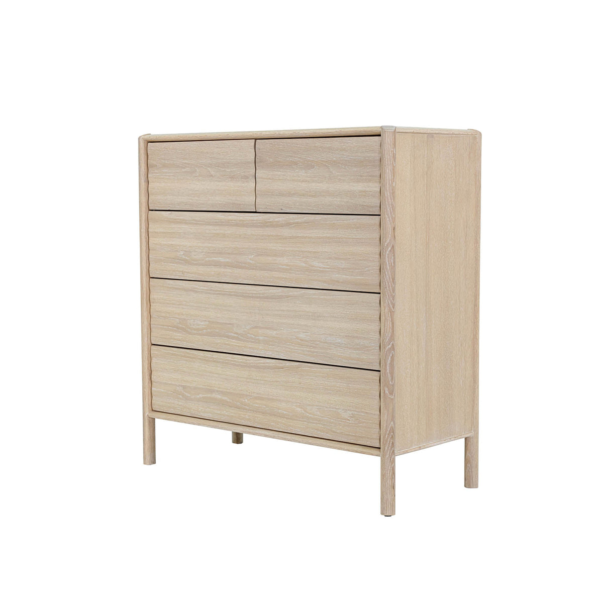Ridgeline 5 Drawer Chest in Light Oak, front view, oak