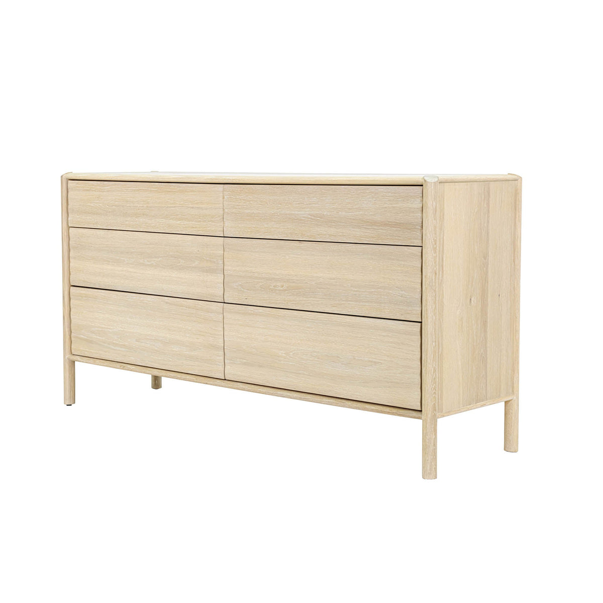 Ridgeline 6 Drawer Dresser in Light Oak, front view, oak