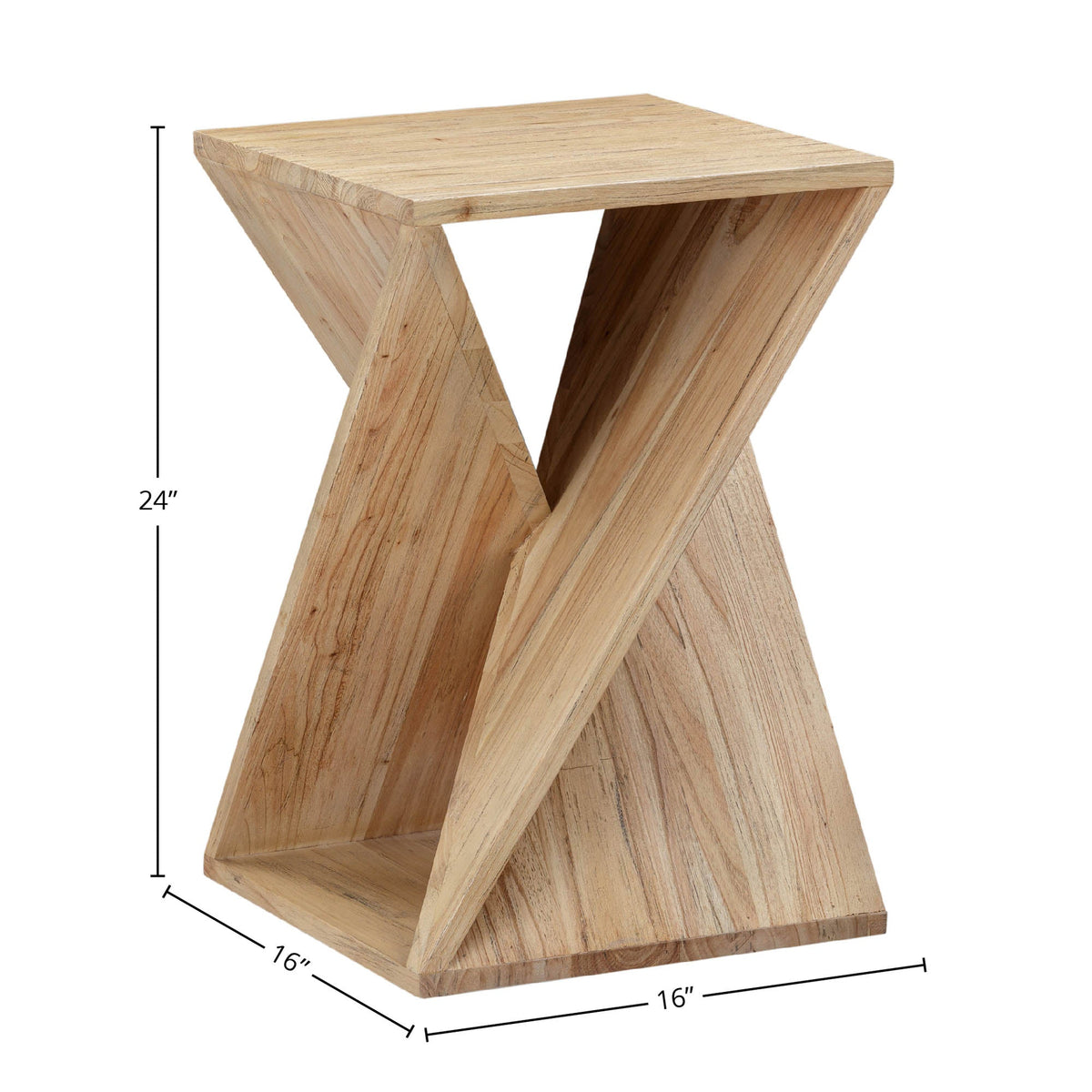 Saltburn Side Table in Elm Finish, dimensions diagram 16" x 16"
