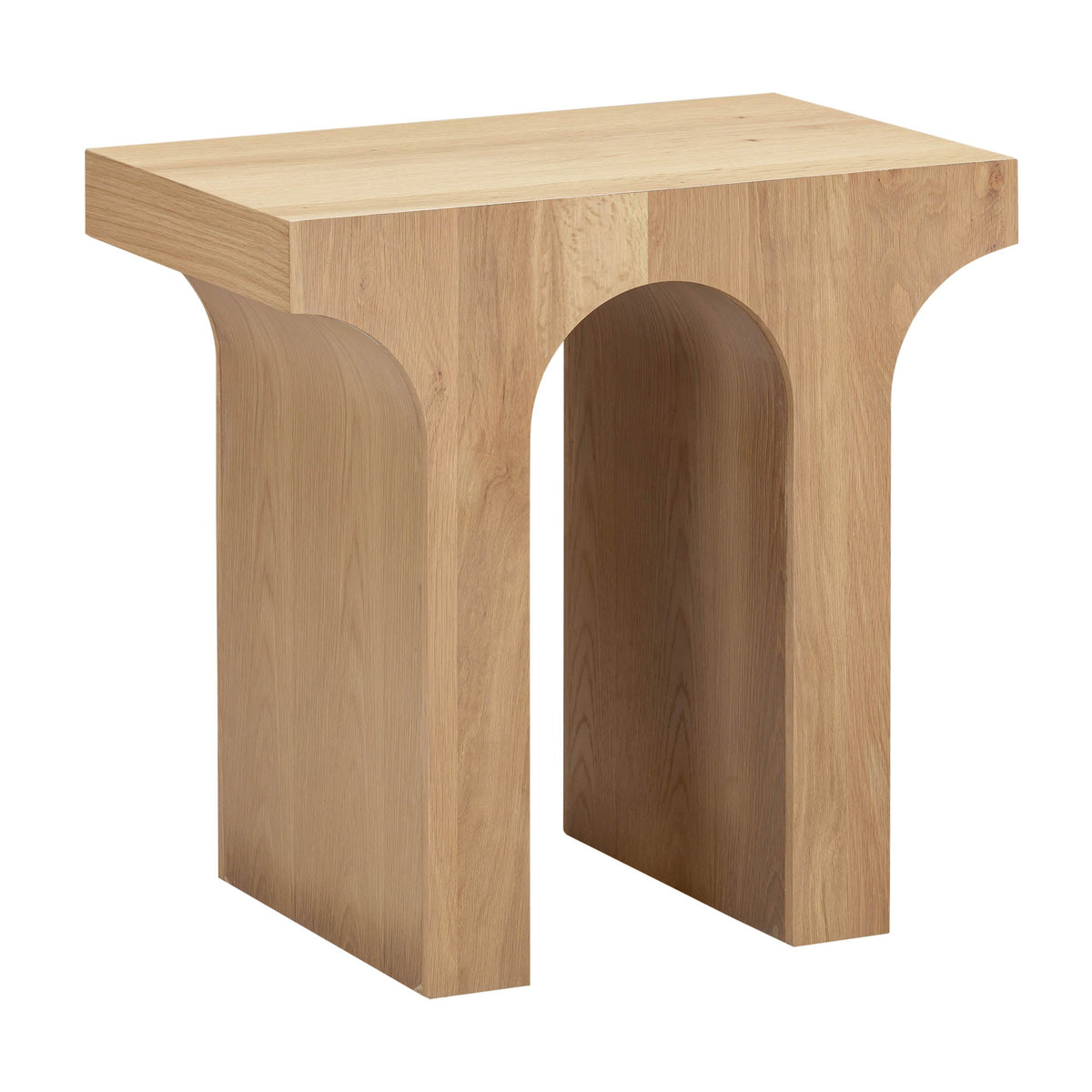 Barga Umbrella Side Table in Brush White Wash, three-quarter view