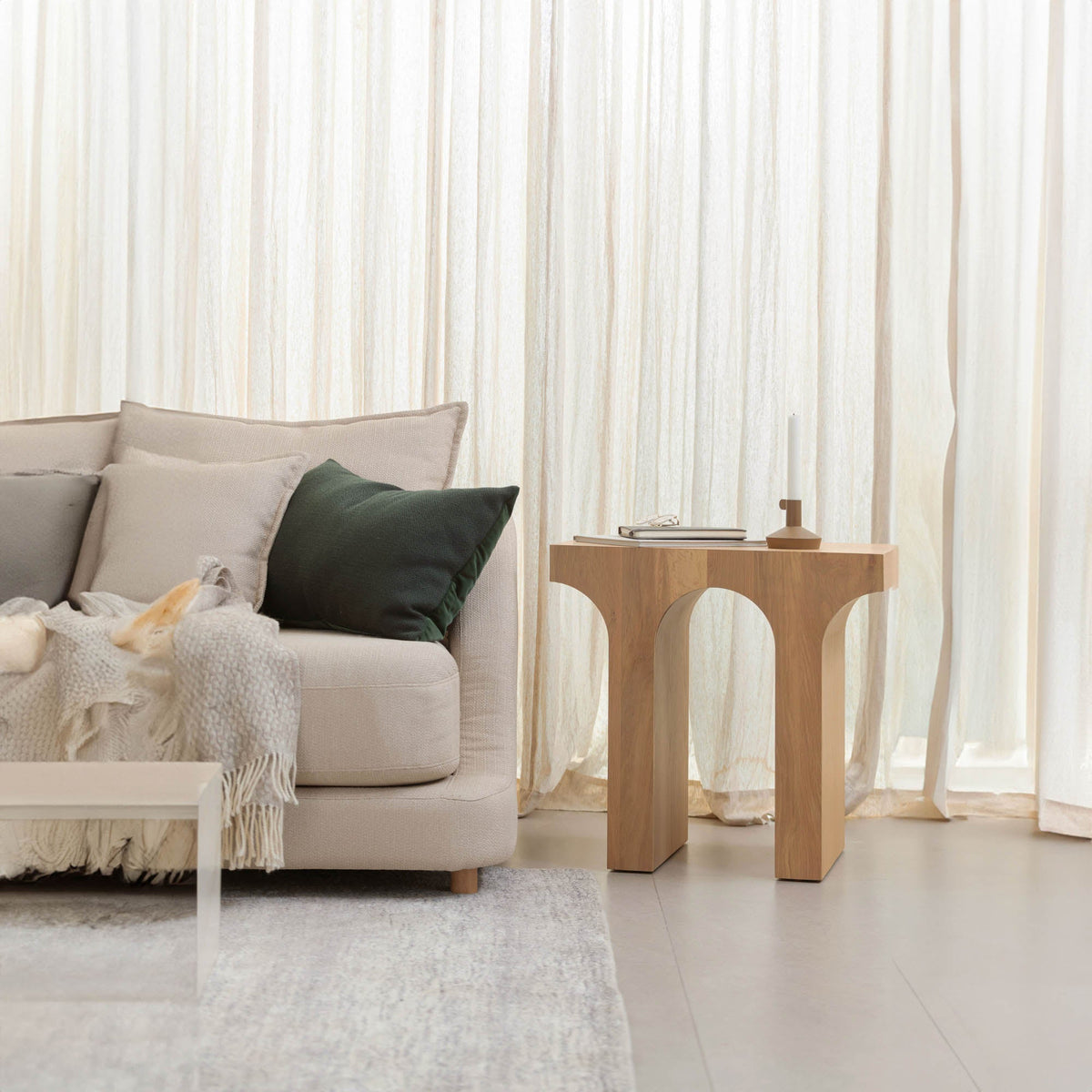 Barga Umbrella Side Table in Brush White Wash, detail view, view 4