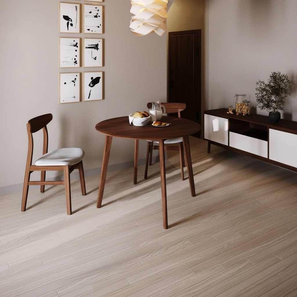 Oslo Round Natural Rubberwood Dining Set