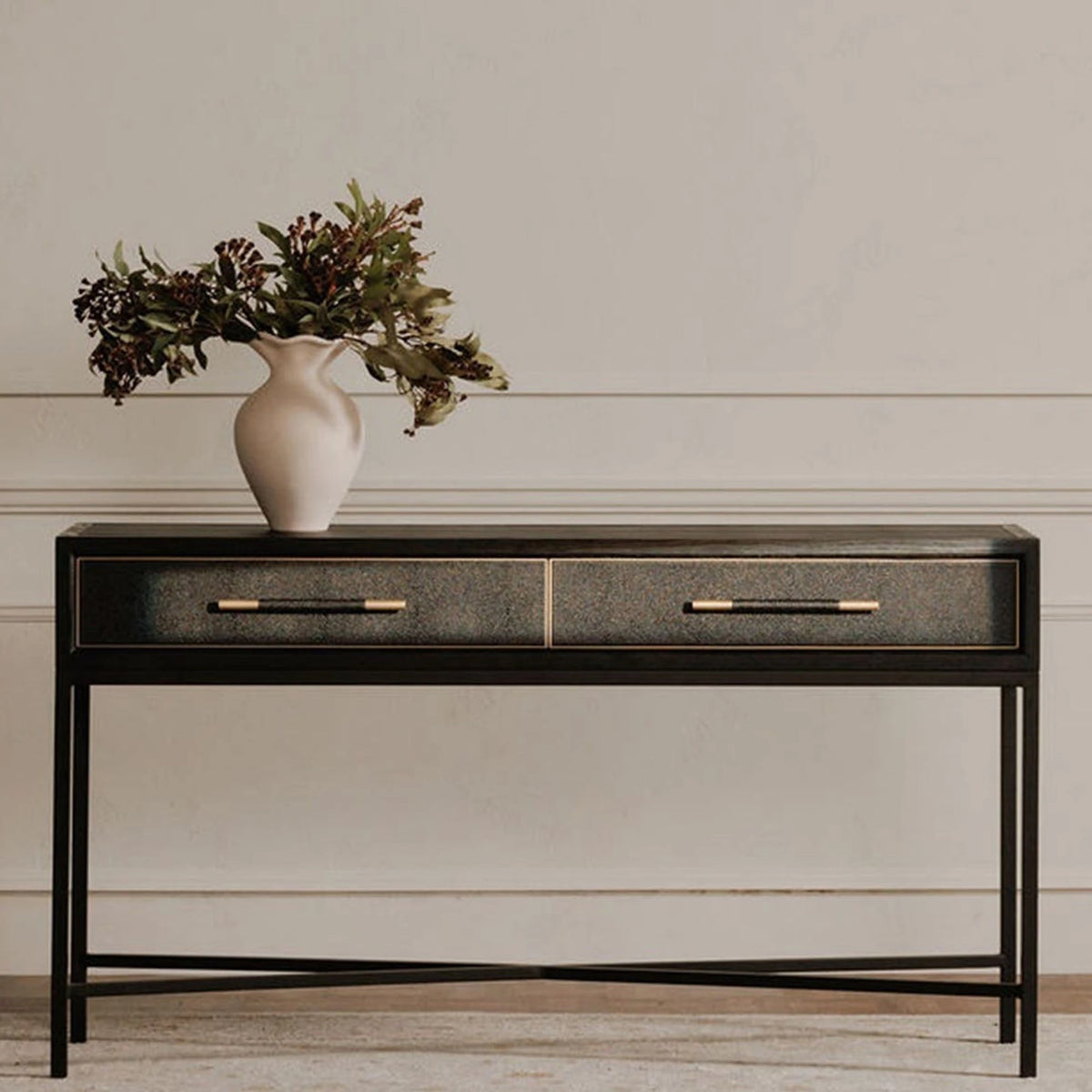 Moravia Console Table, styled in a room