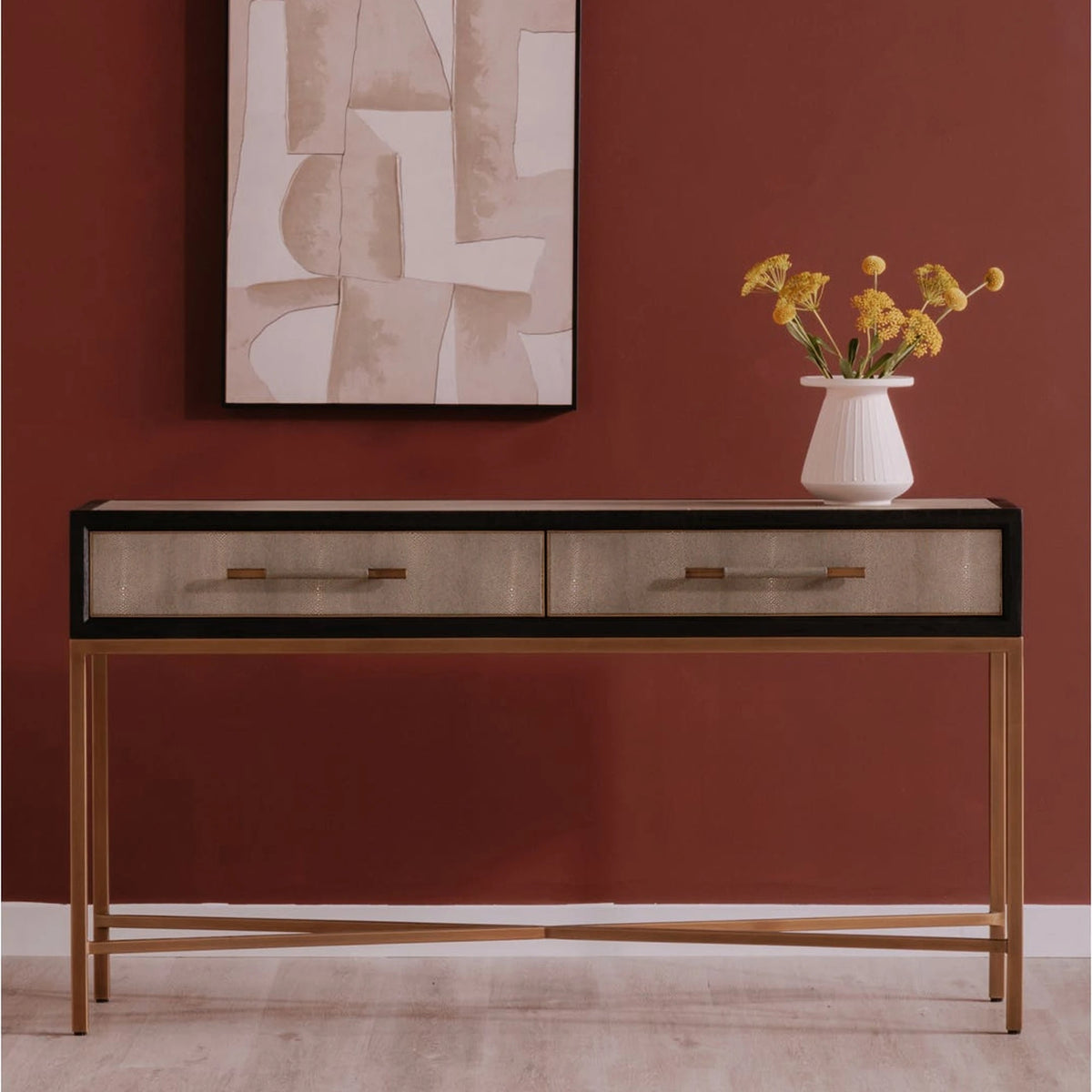 Moravia Console Table, styled in a room