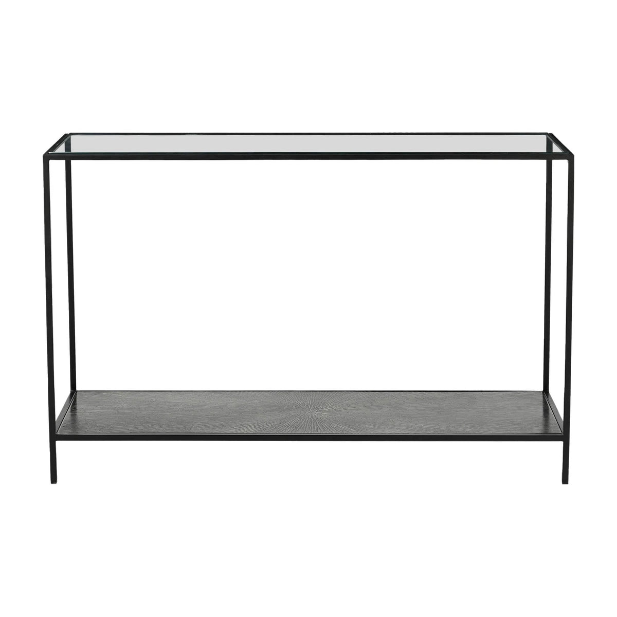Verona Console Table in Black, three-quarter view