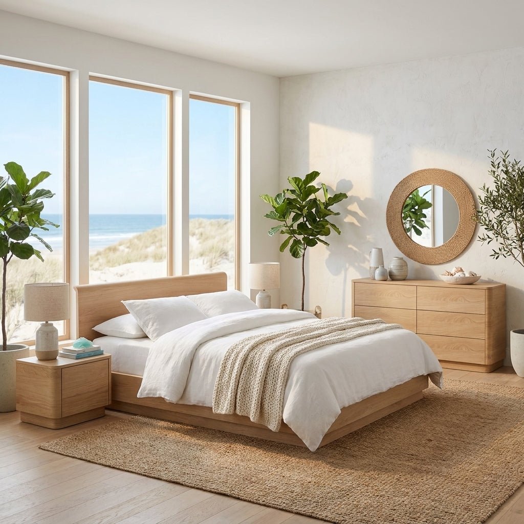 Alfred Round Off Bedroom Set in natural oak veneer — Altera Home Design Canada