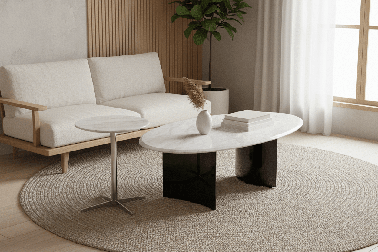 Apollo Marble and Chrome Accent Table Set - Altera