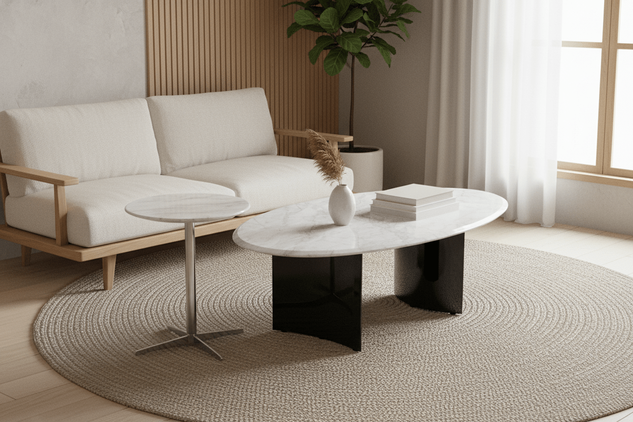 Apollo Marble and Chrome Accent Table Set - Altera