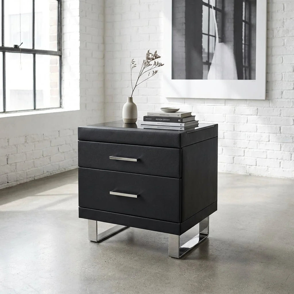 Aries Minimalist Brown Leather Bed - Altera