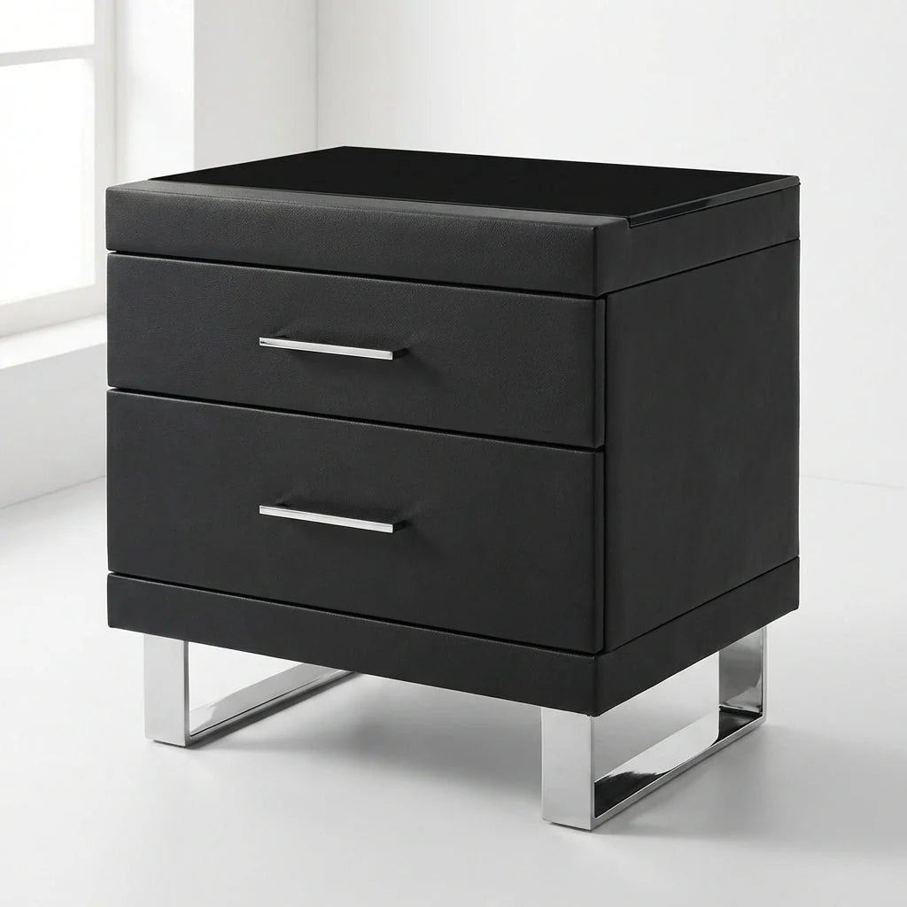 Aries Minimalist Brown Leather Bed - Altera