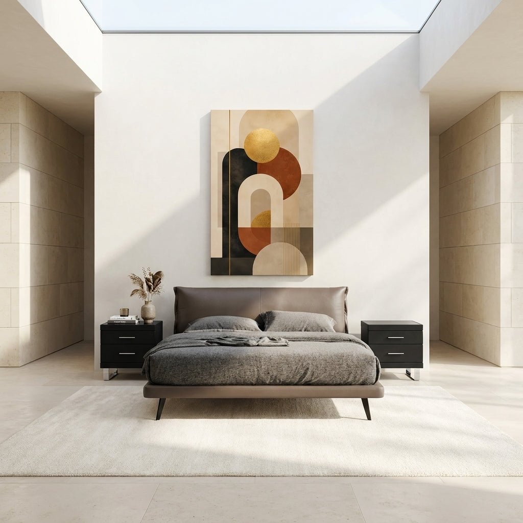 Aries Minimalist Brown Leather Bed - Altera
